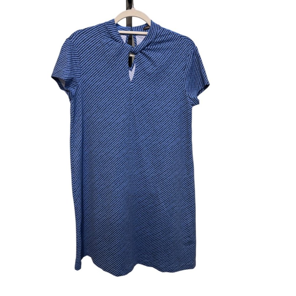 J. McLaughlin Catalina Cloth Dress Twist Neck Short Sleeves Blue